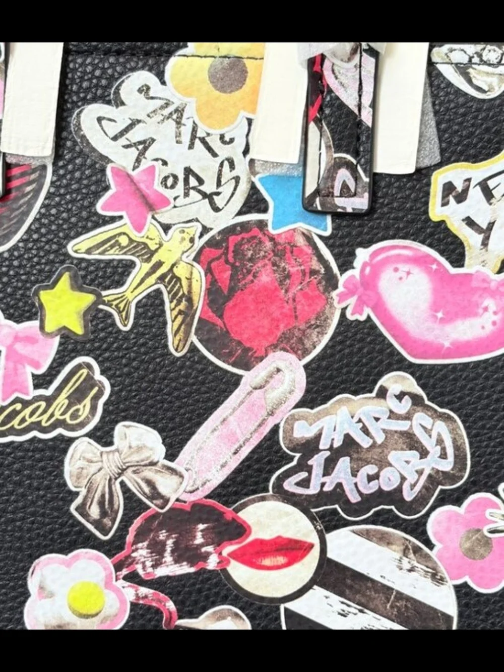 Marc Jacobs  Black Floral Sticker Print Tote